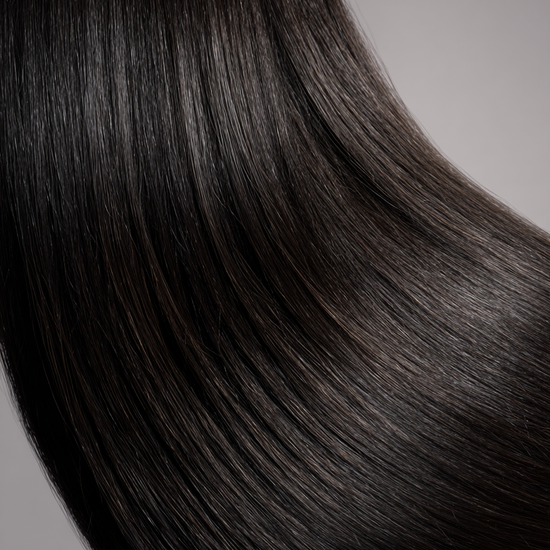 Tape In Extensions aus Echthaar in der Farbe #1 Schwarz für natürliches und glänzendes Haar